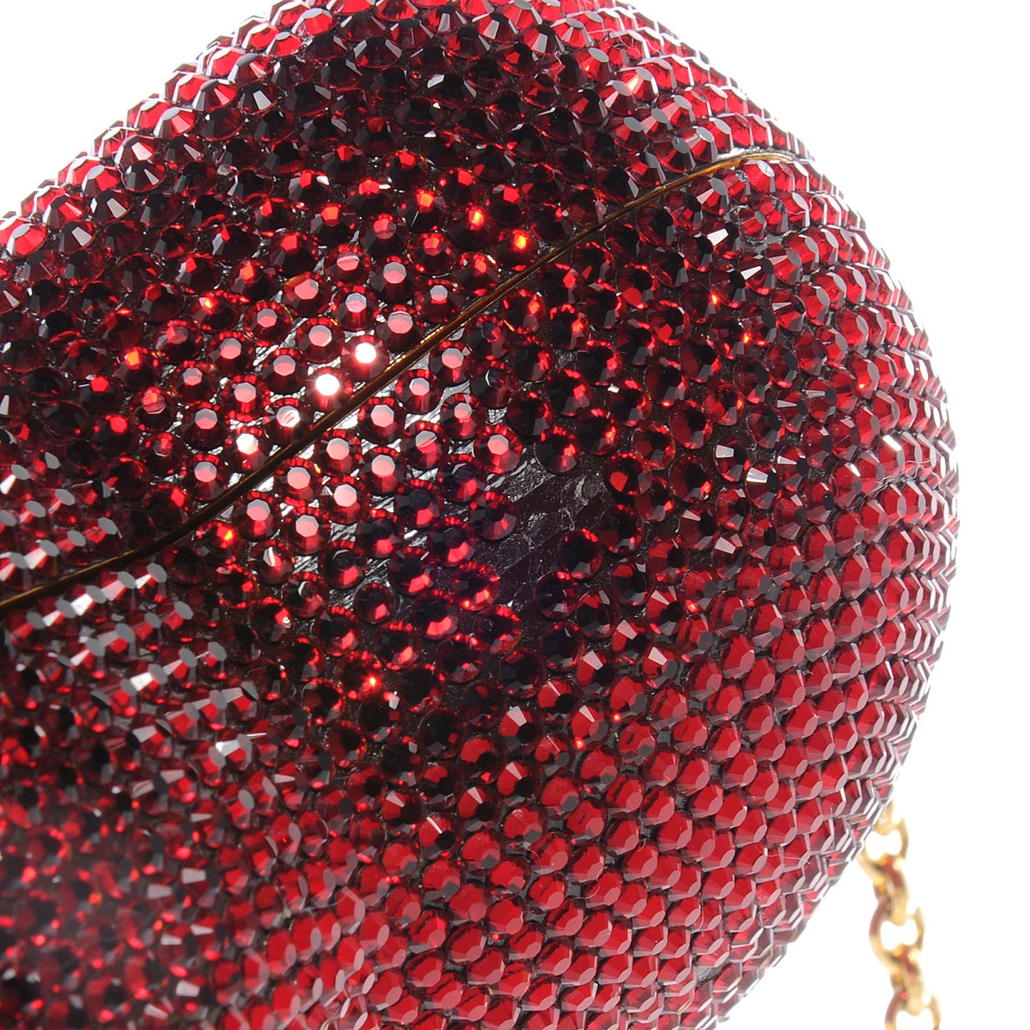 Crystal Heart Minaudiere Clutch Red