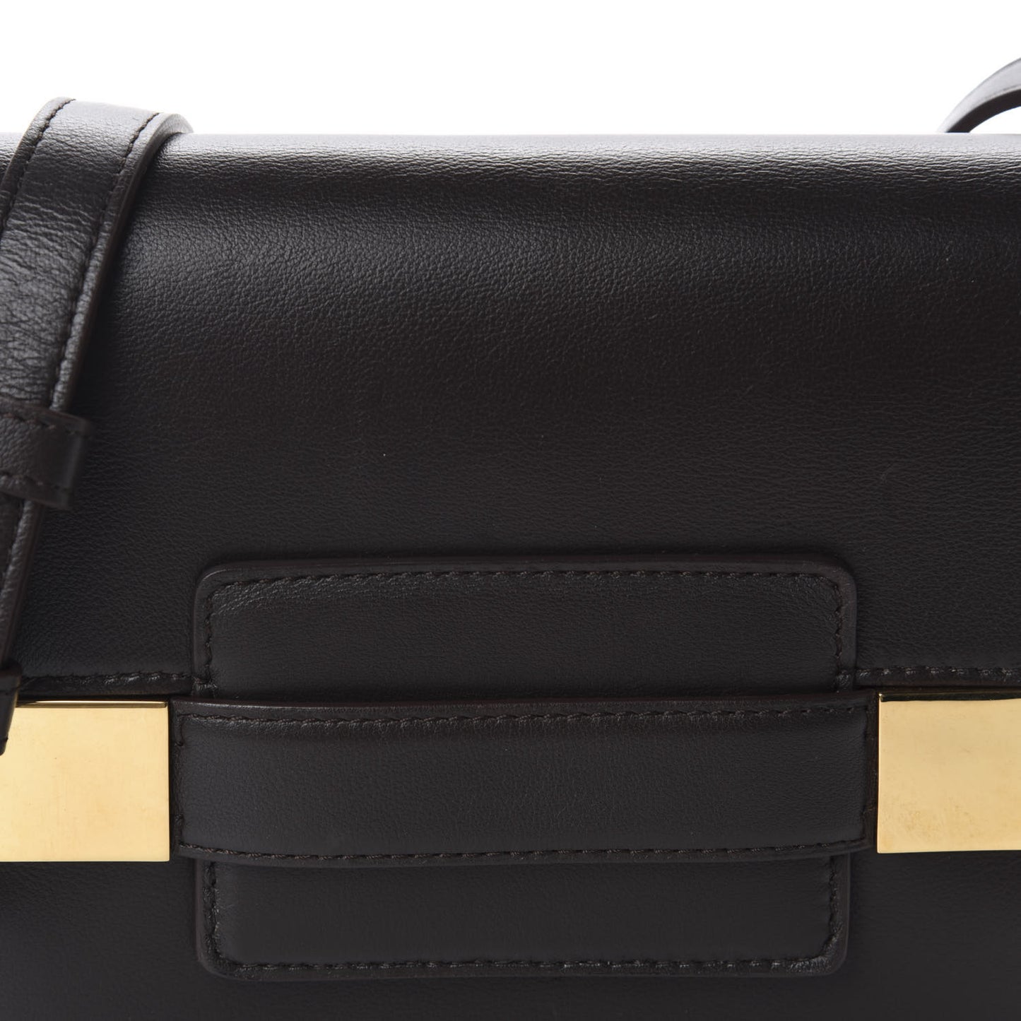 Calfskin Mini Madame Crossbody Dark Brown White