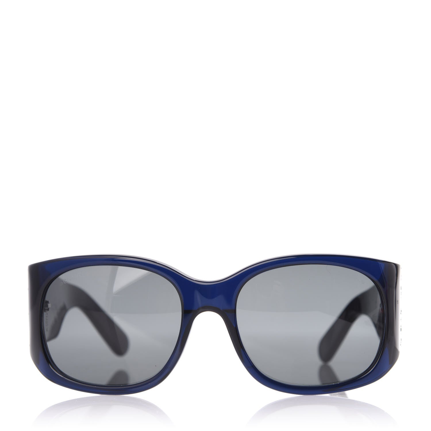 Chanel Acetate Swarovski Crystal CC Sunglasses Blue 2 of 7