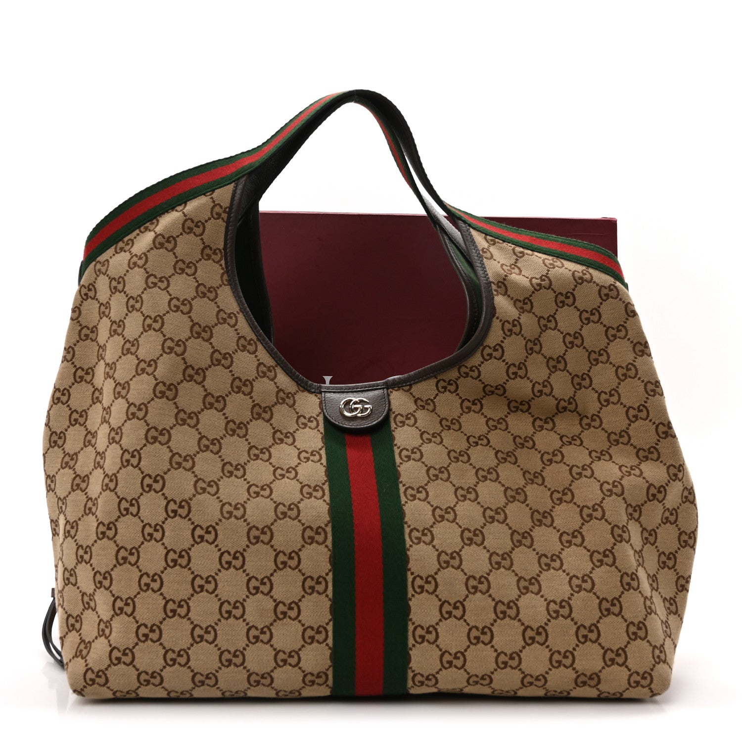 Gucci GG Monogram Web Large Giglio Tote Beige Brown 12 of 12