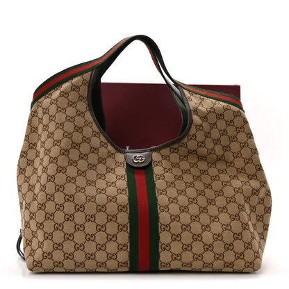 Gucci GG Monogram Web Large Giglio Tote Beige Brown 12 of 12
