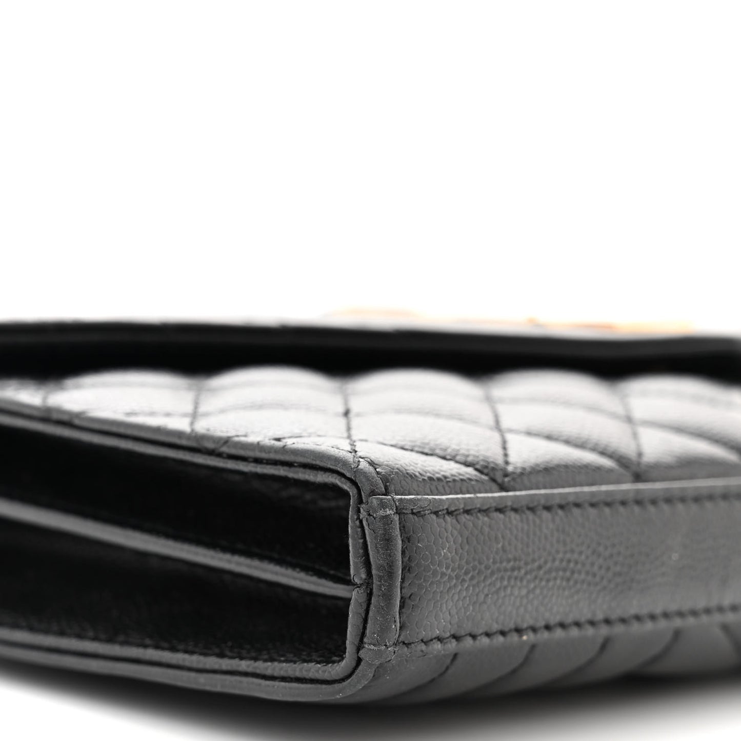 Grain De Poudre Mixed Matelasse Triquilt Monogram Chain Wallet Black