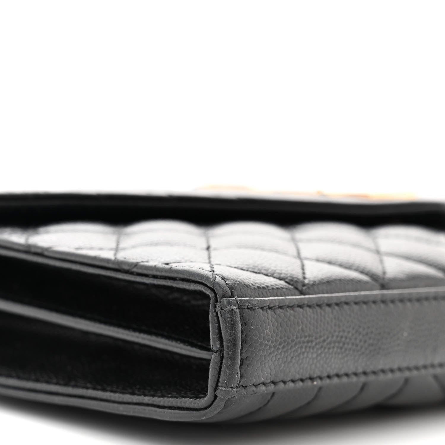 Saint Laurent Grain De Poudre Mixed Matelasse Triquilt Monogram Chain Wallet Black 9 of 10