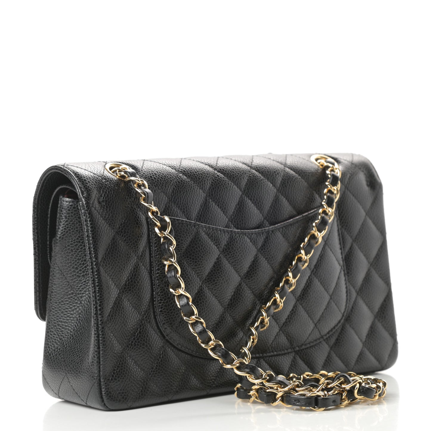 Caviar Quilted Medium Double Flap Black