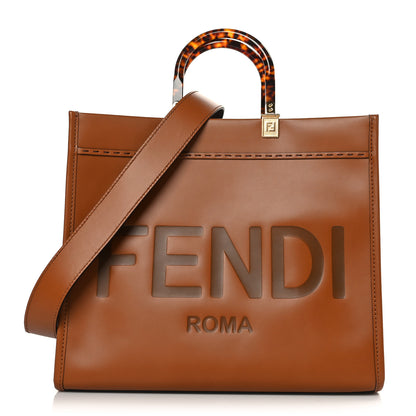 Fendi Vitello King Plexiglass Medium Fendi Sunshine Shopper Tote Cuoio 1 of 8