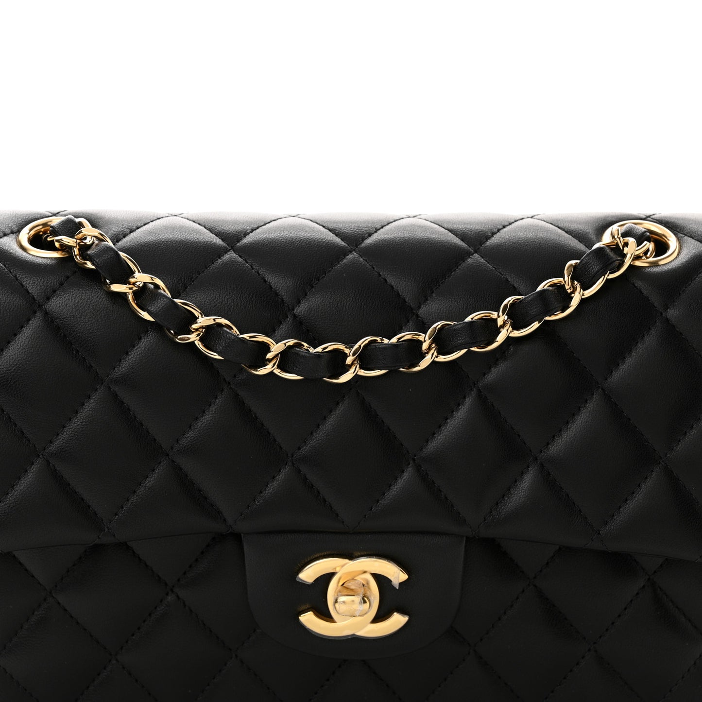 Lambskin Quilted Small Double Flap Black