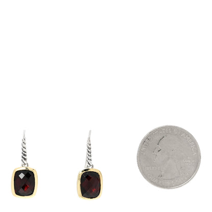 David Yurman Sterling Silver 18K Yellow Gold Garnet Noblesse Drop Earrings 2 of 4
