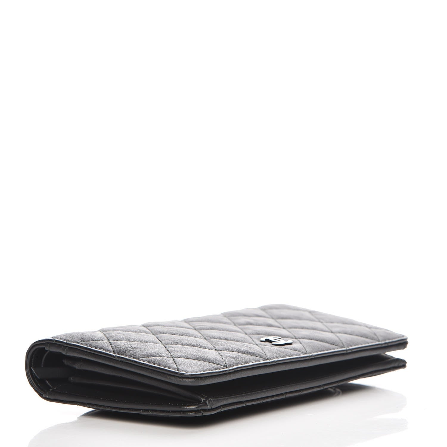 Chanel Crumpled Calfskin Quilted Yen Wallet So Black 4 of 8