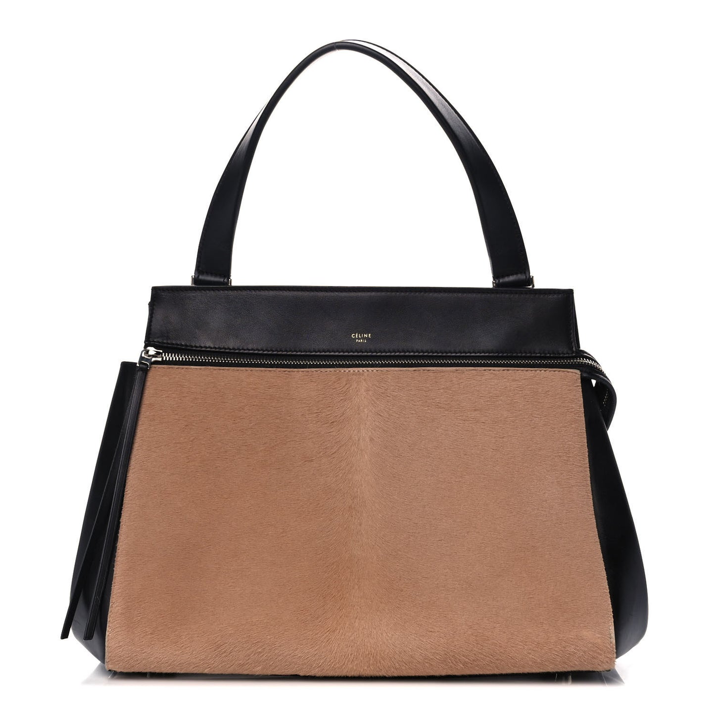 Pony Hair Calfskin Medium Edge Shoulder Bag Praline