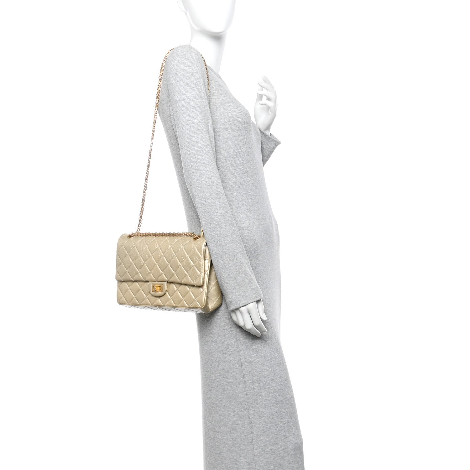 Chanel Metallic Aged Calfskin Quilted 2.55 Reissue 226 Flap Pale Gold 2 of 14