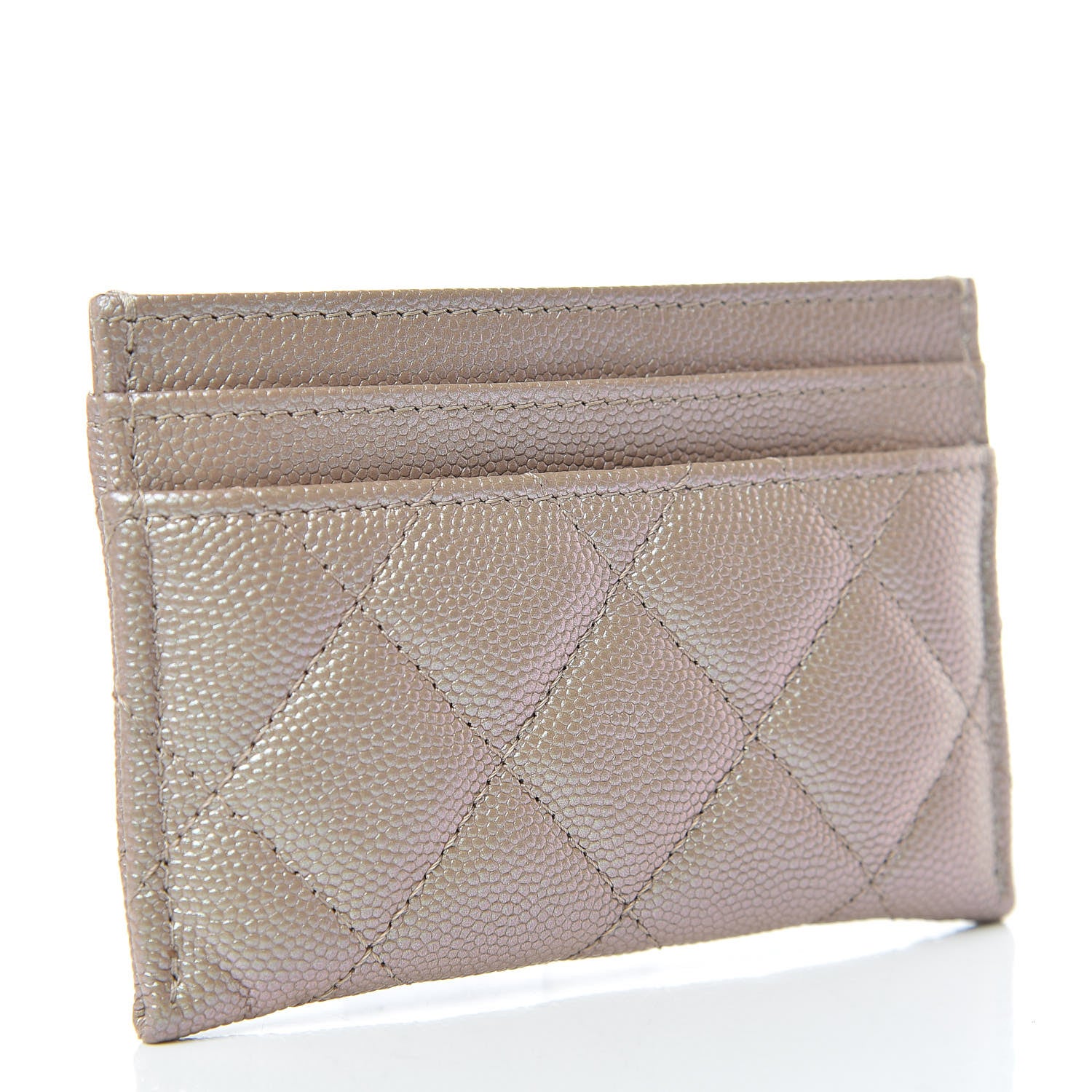 Chanel Iridescent Caviar Quilted Card Holder Beige 3 of 9