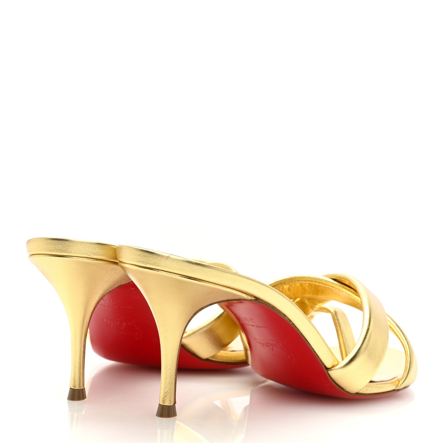 Christian Louboutin Metallic Calfskin Simply Me 70 Slide Sandals 39.5 Gold 4 of 8