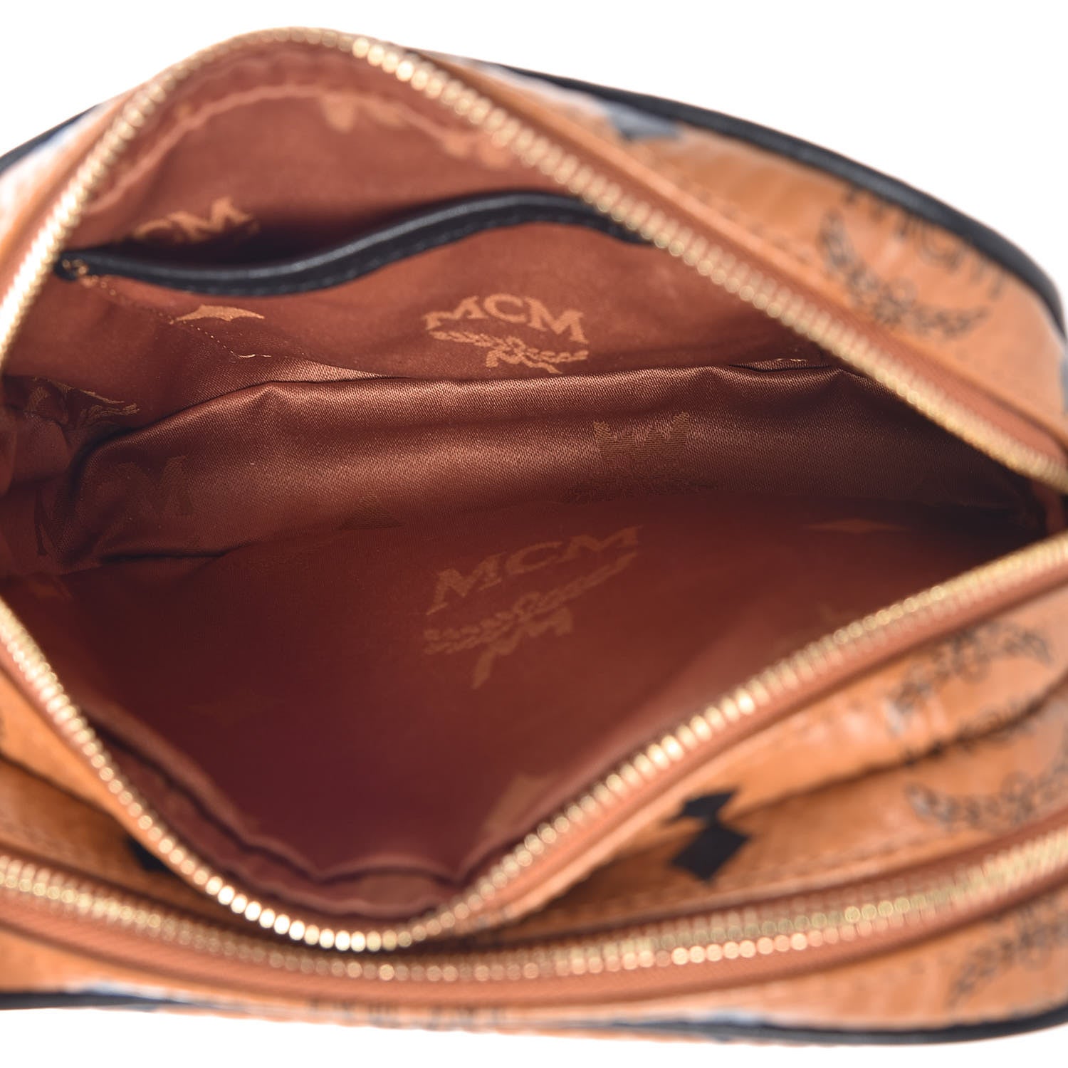MCM Visetos Mini Camera Crossbody Bag Cognac 6 of 9