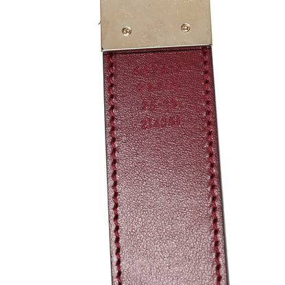 Gucci GG Supreme Monogram Plutone Calfskin Double G Reversible 30mm Belt 75 30 Beige Ebony Rosso Ancora 3 of 5