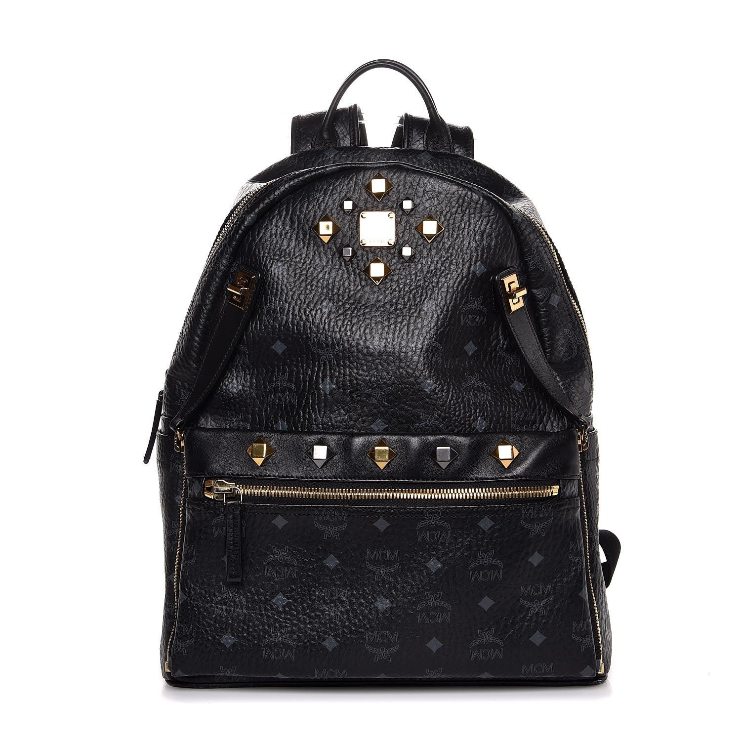 MCM Visetos Medium Studded Dual Stark Backpack Black 1 of 9