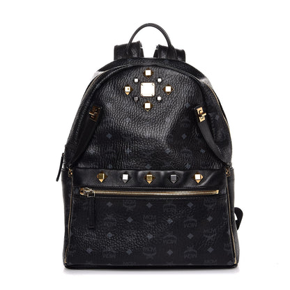 MCM Visetos Medium Studded Dual Stark Backpack Black 1 of 9