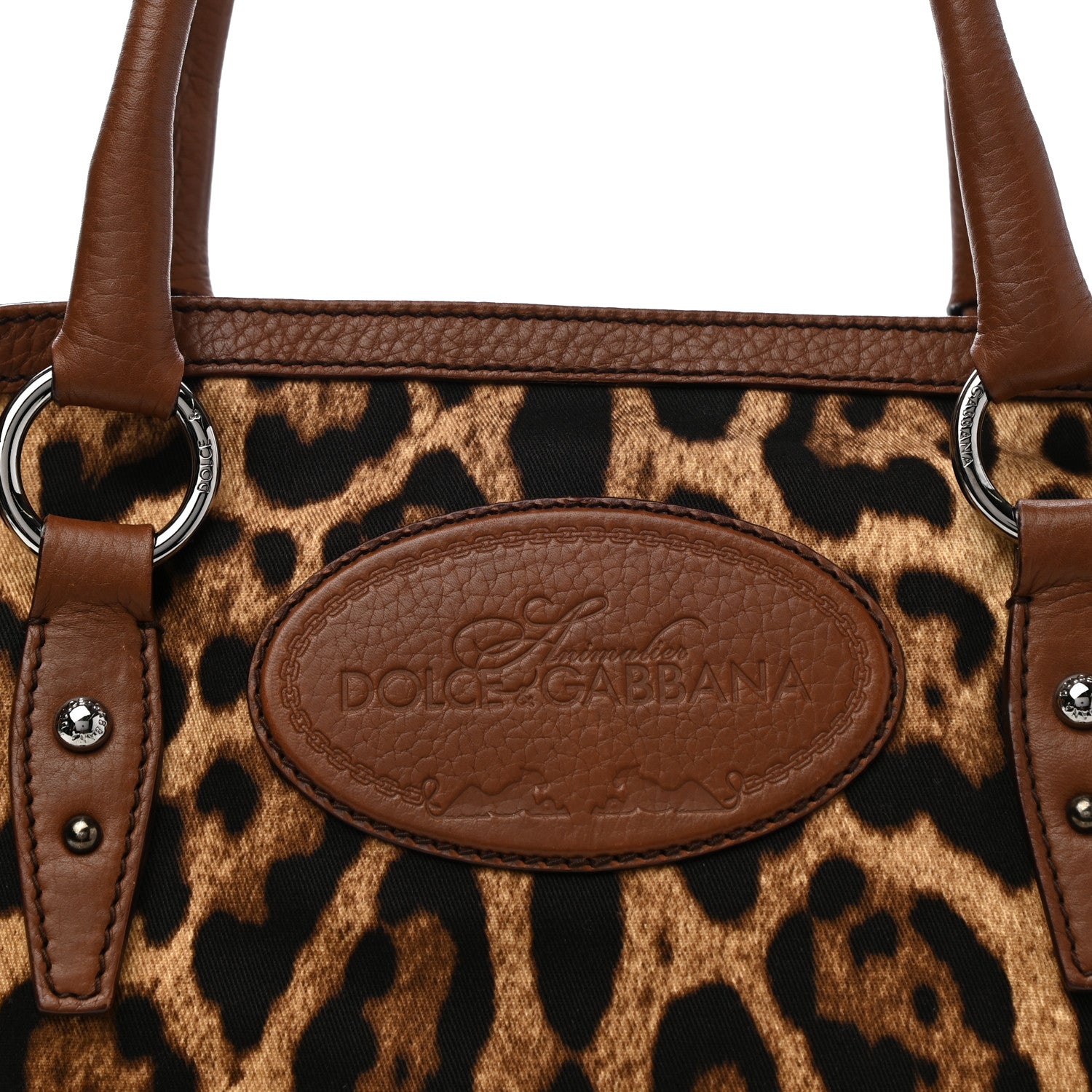 Dolce & Gabbana Leopard Print Canvas Calfskin Animalier Shoulder Bag Brown 7 of 13
