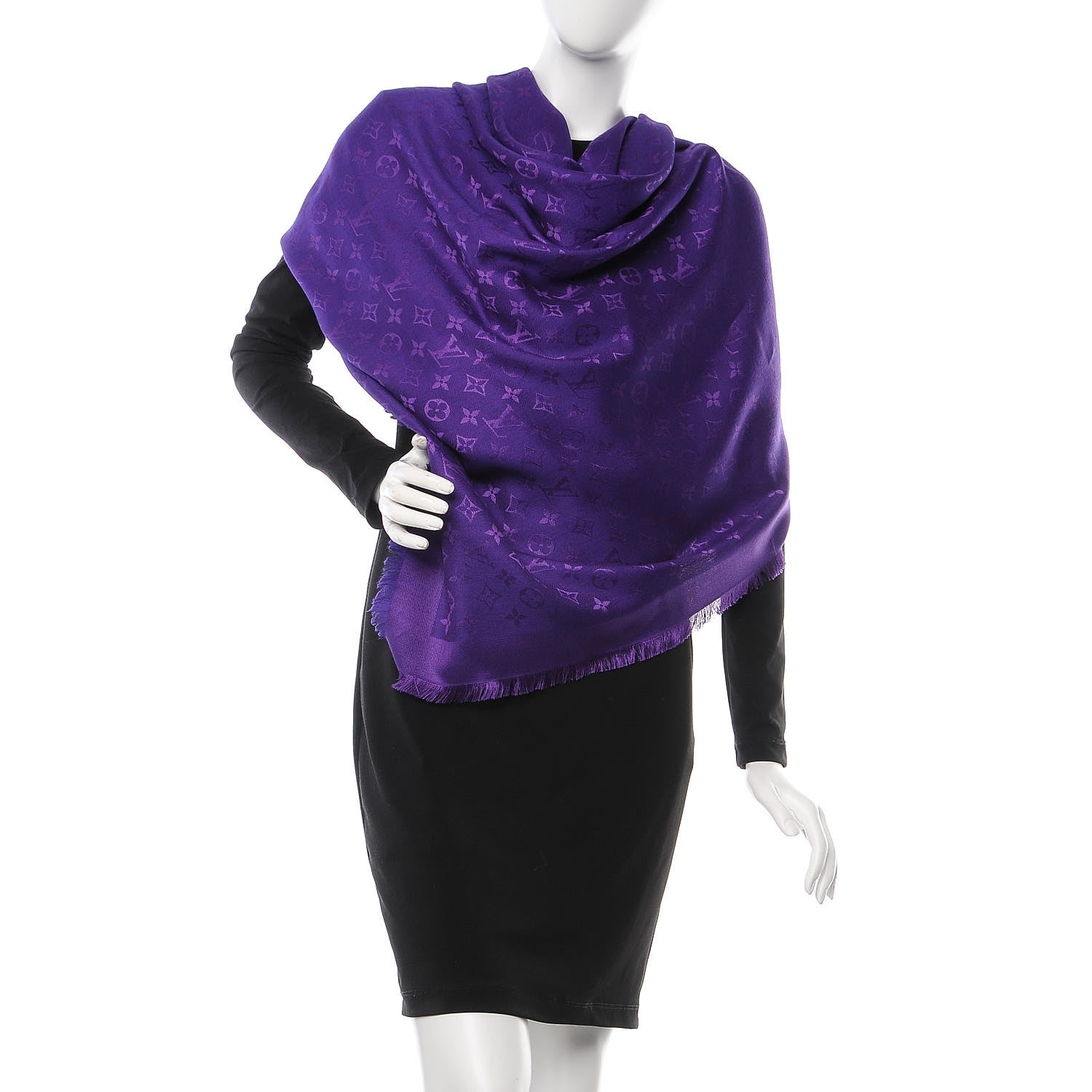 Louis Vuitton Wool Silk Monogram Shawl Amethyste 2 of 4