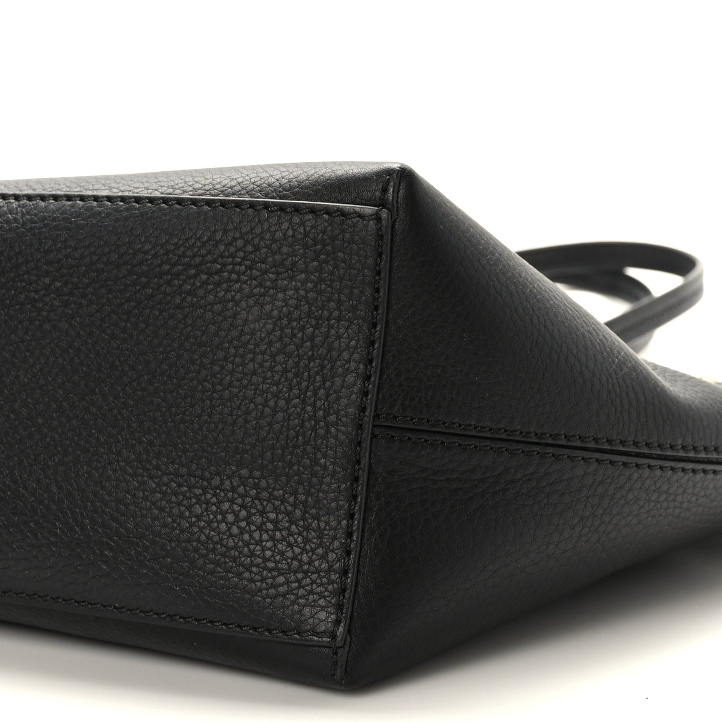 Grained Calfskin Rockstud Shoulder Tote Black