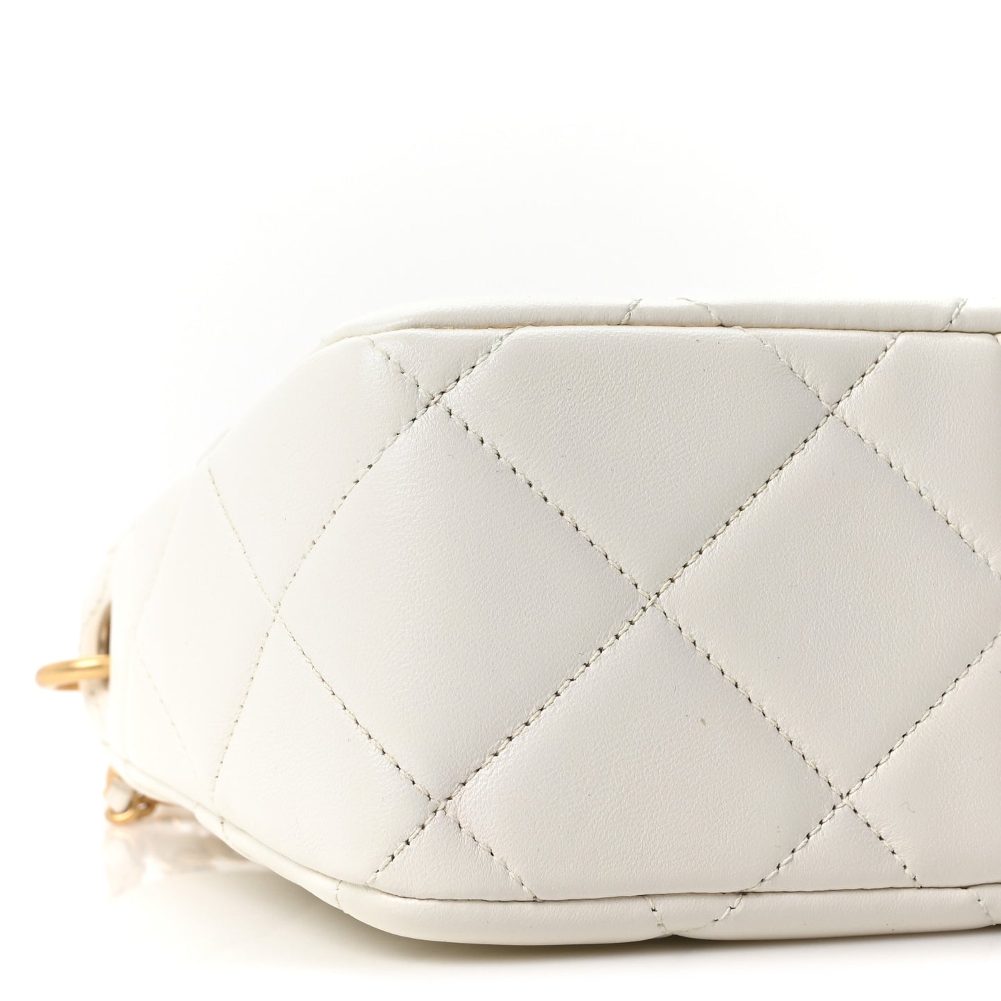 Lambskin Quilted Mini Pearl Crush Hobo White