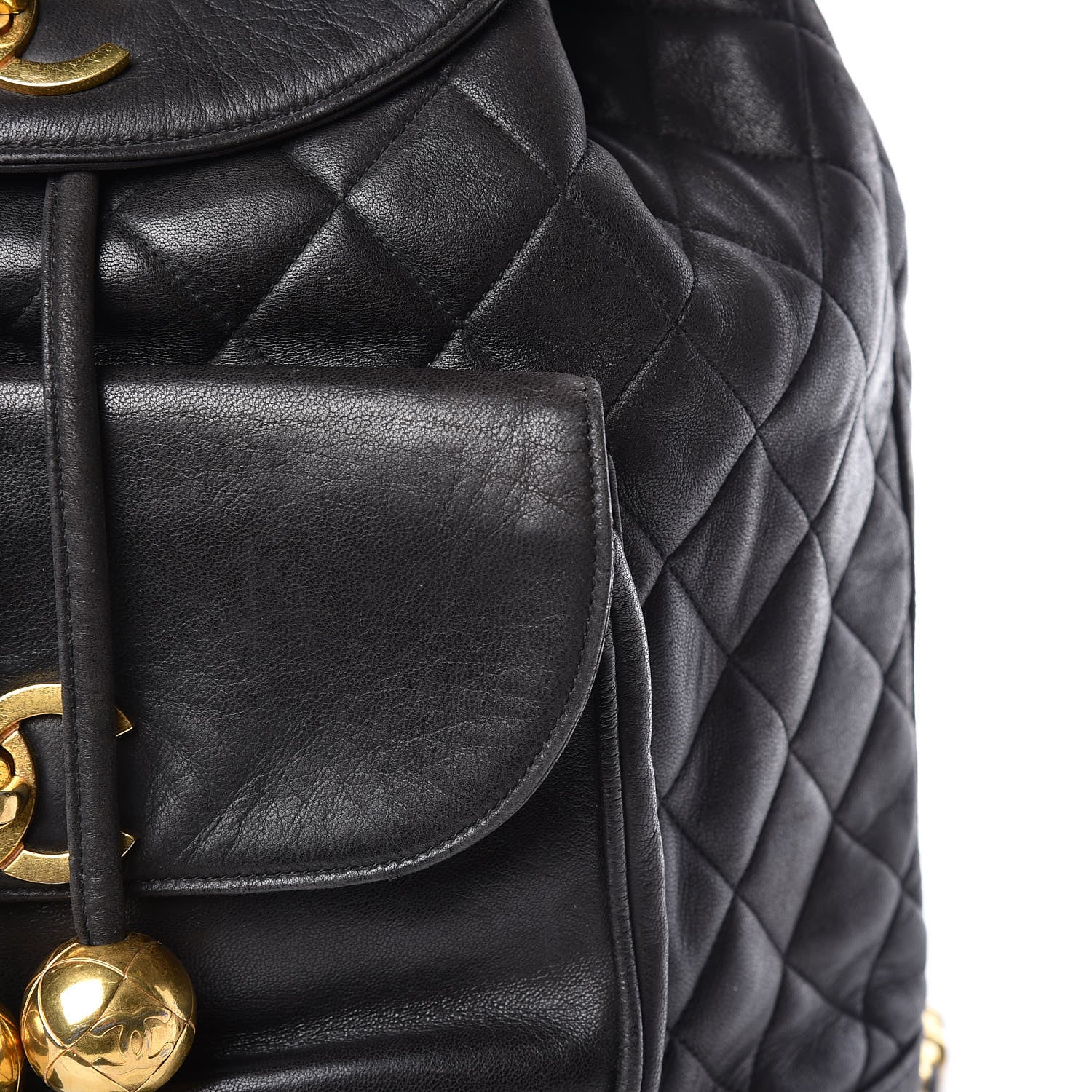 Chanel Lambskin Quilted Drawstring Backpack Black 9 of 15