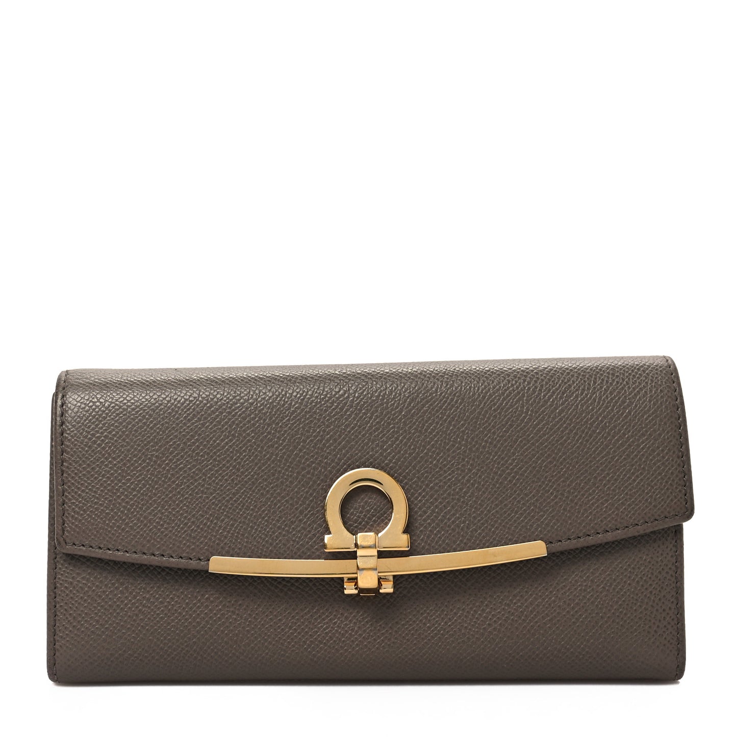 Hammered Calfskin Gancini Wallet Caraway Seed