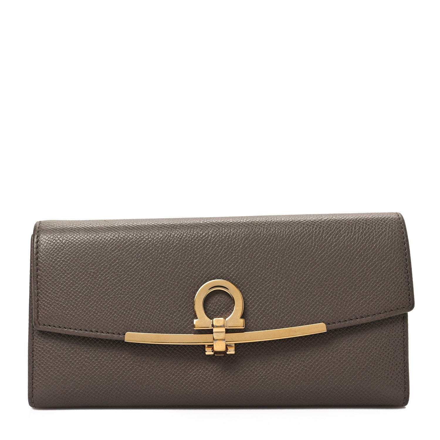 Salvatore Ferragamo Hammered Calfskin Gancini Wallet Caraway Seed 1 of 7
