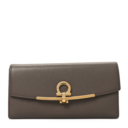 Salvatore Ferragamo Hammered Calfskin Gancini Wallet Caraway Seed 1 of 7