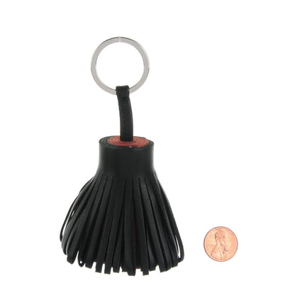 Hermes Lambskin Bi-Color Carmen Tassel Key Holder Black Rouge H 2 of 4