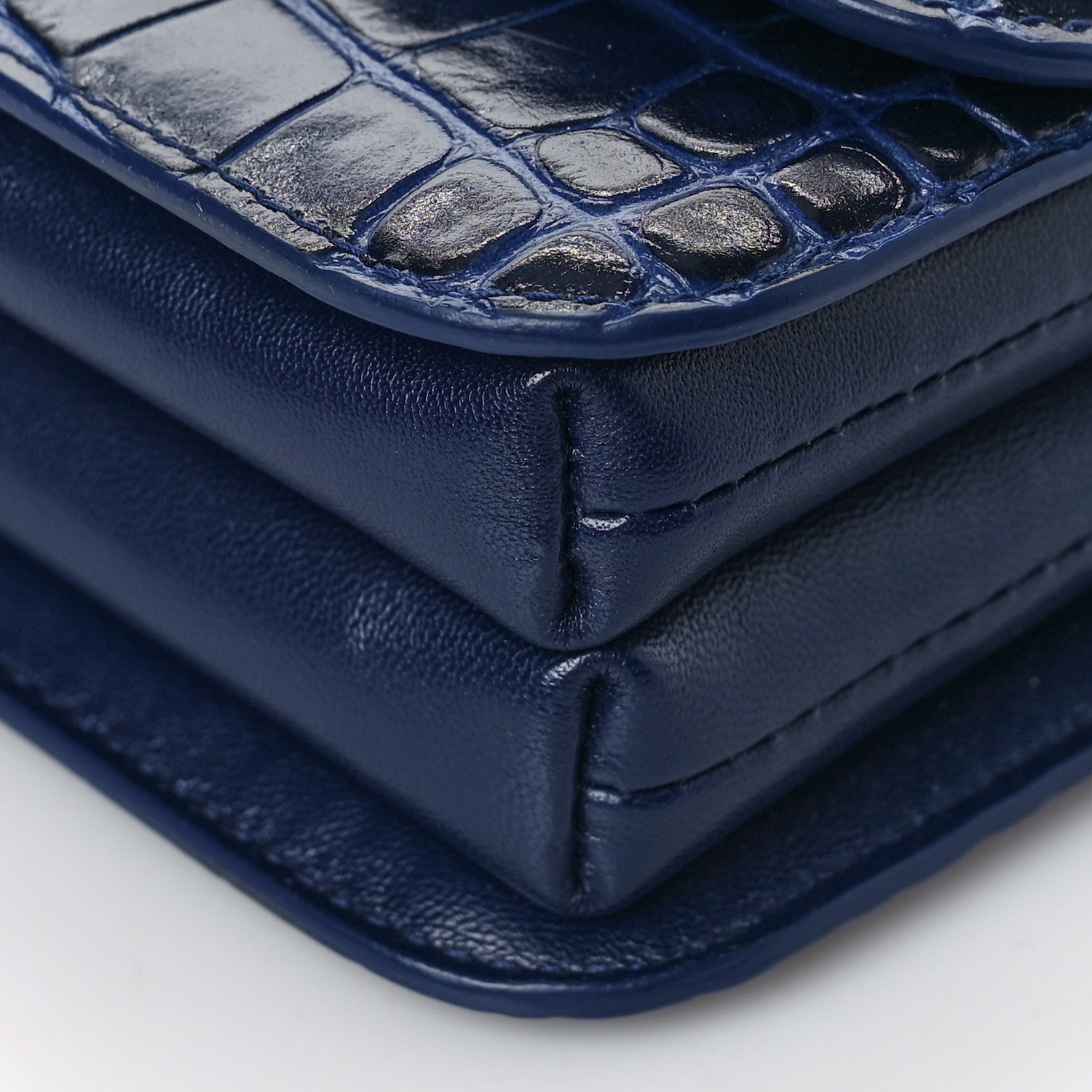 Balenciaga Shiny Calfskin Crocodile Embossed Small B Bag Navy 8 of 8