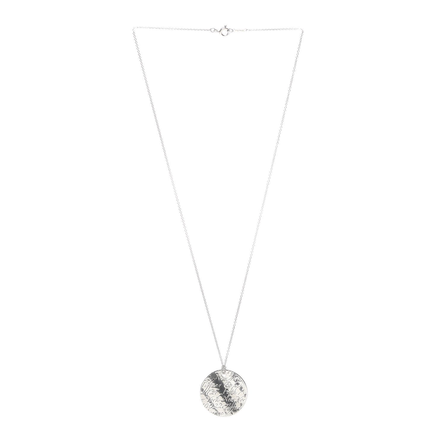 Tiffany Sterling Silver Notes Round Pendant Necklace 3 of 5