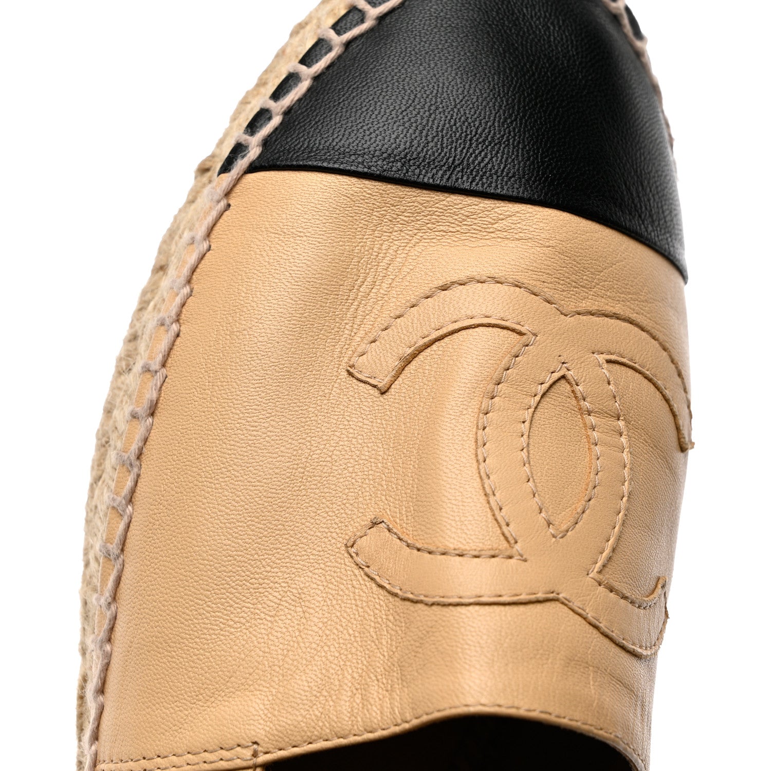 Chanel Lambskin CC Espadrilles 40 Beige Black 12 of 15