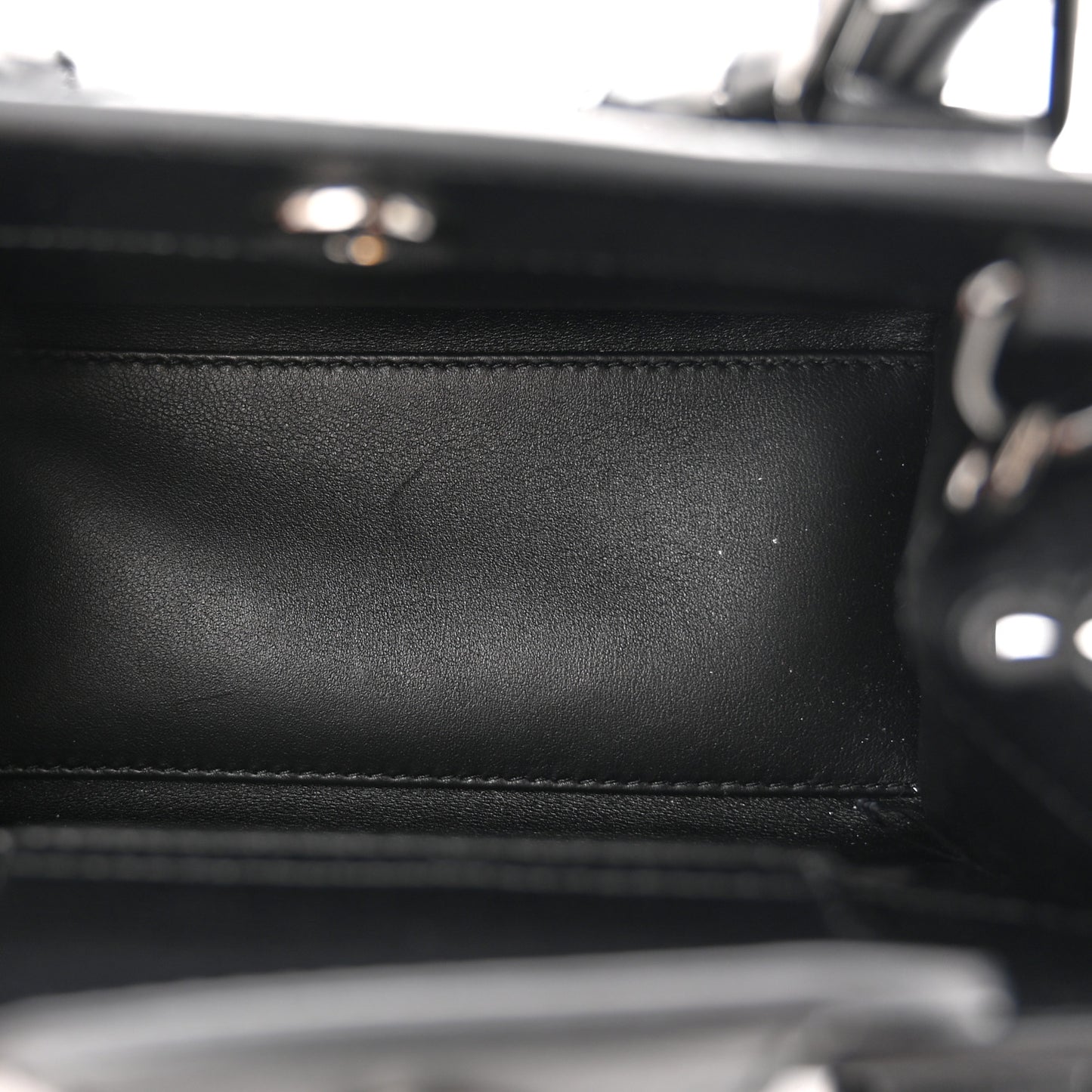 Textured Dollar Calfskin Web Monochrome Mini Diana Tote Bag Black