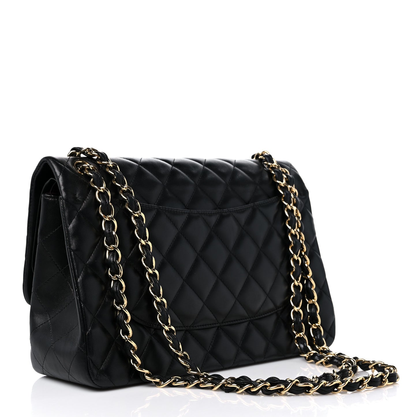 Lambskin Quilted Jumbo Double Flap Black