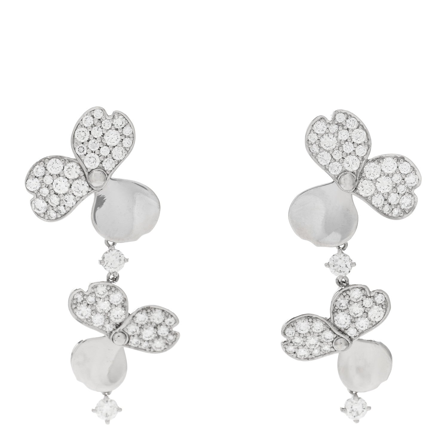 Tiffany Platinum Diamond Paper Flowers Cluster Drop Earrings 1 of 5