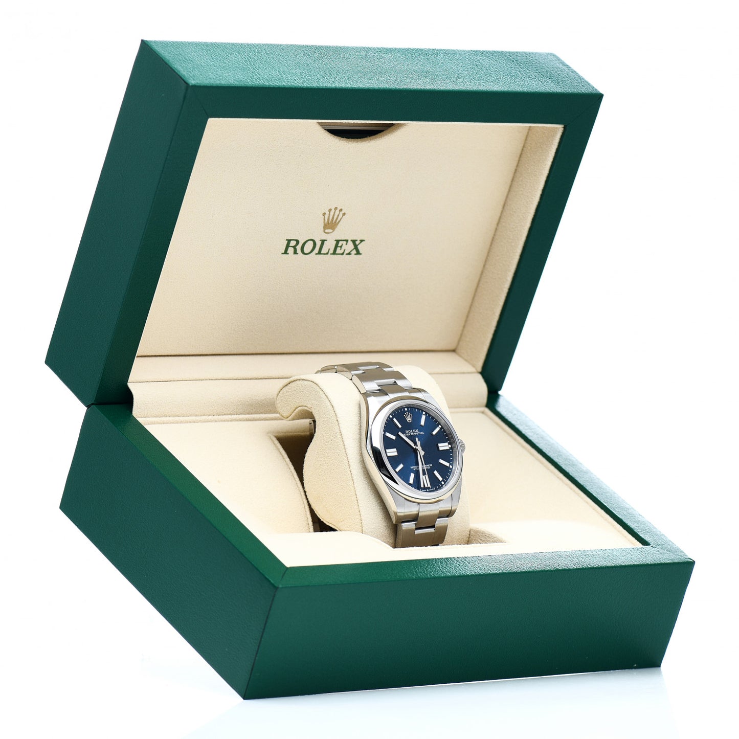 Stainless Steel 41mm Oyster Perpetual Watch Bright Blue 124300