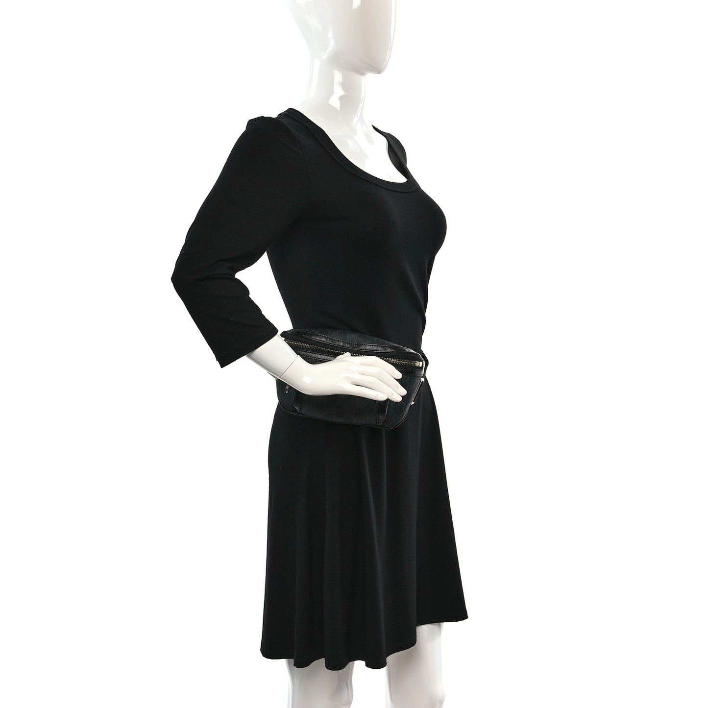 GG Supreme Monogram Textured Calfskin Retro Interlocking G Belt Bag Black