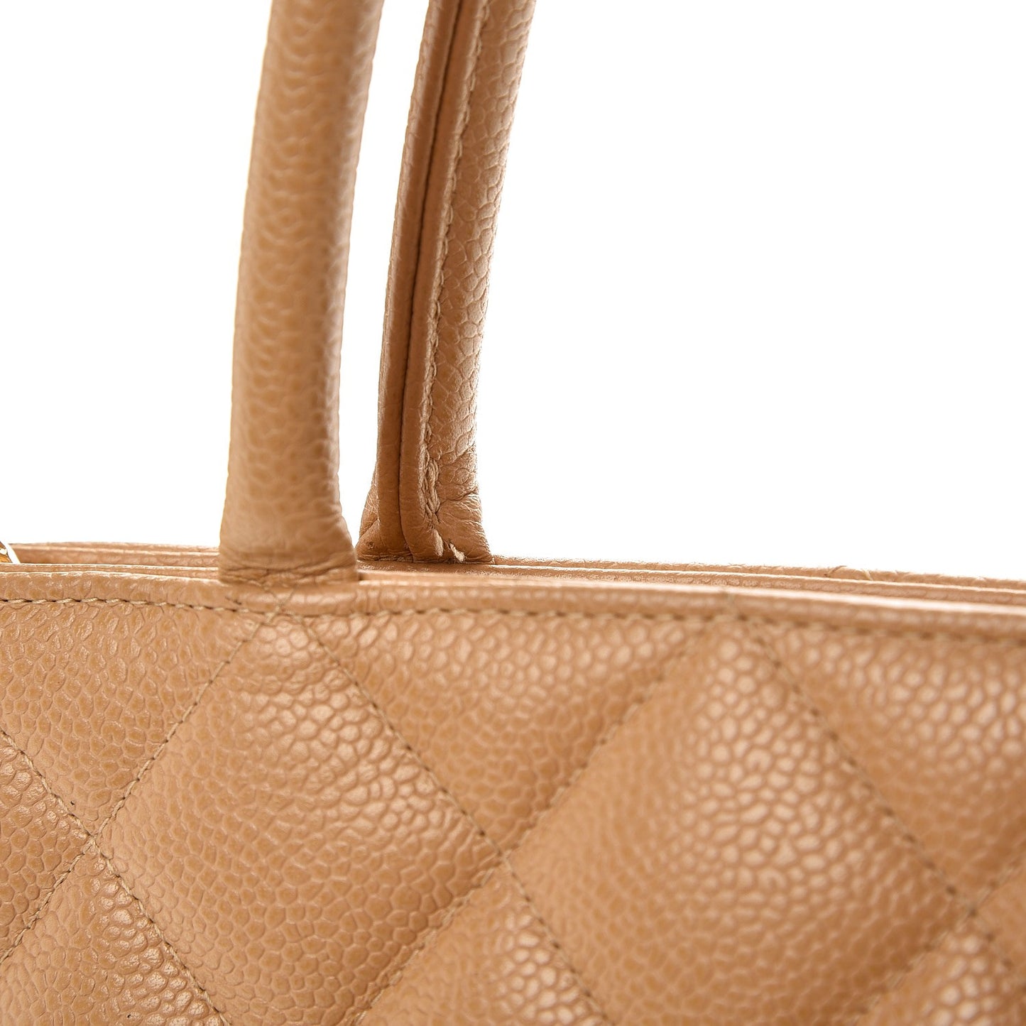 Caviar Quilted Medallion Tote Beige
