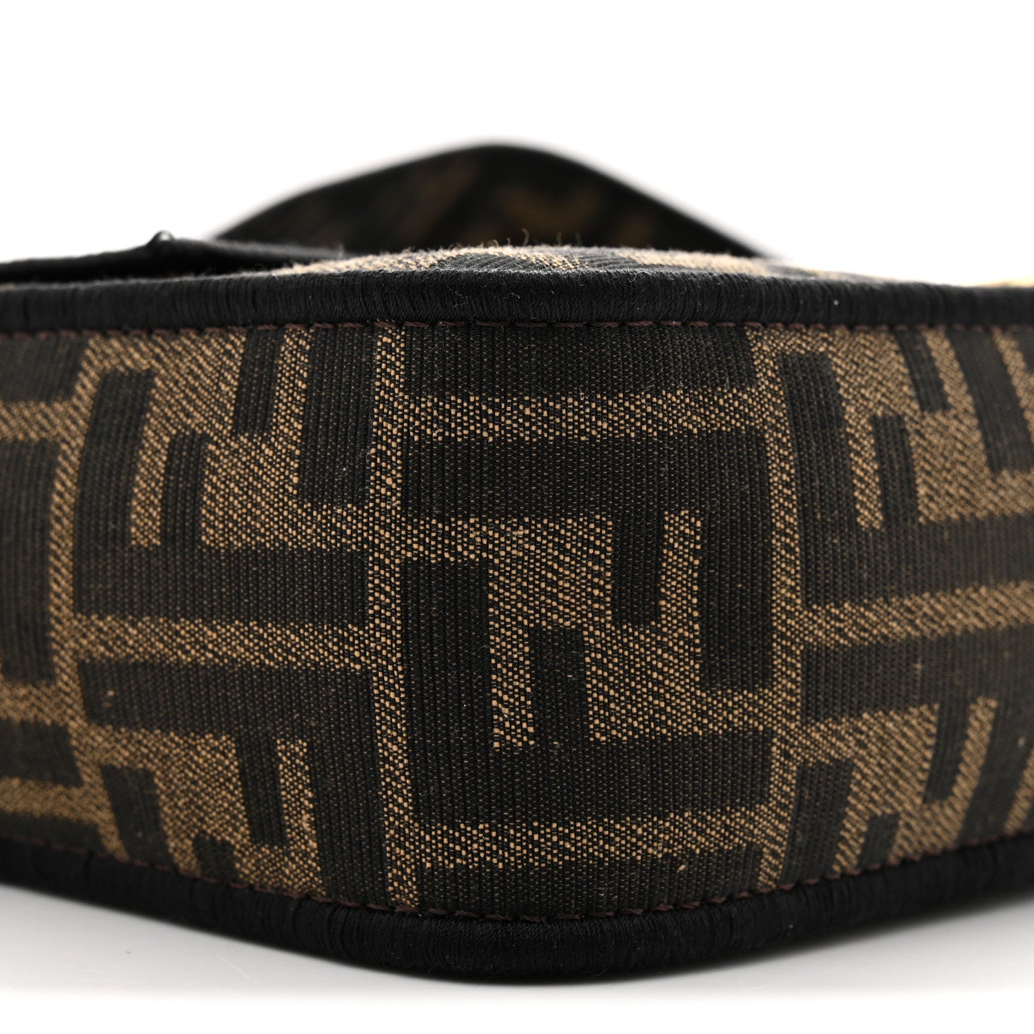 Fendi Fabric Jacquard FF 1974 Medium Baguette Tobacco Moro Black 9 of 10