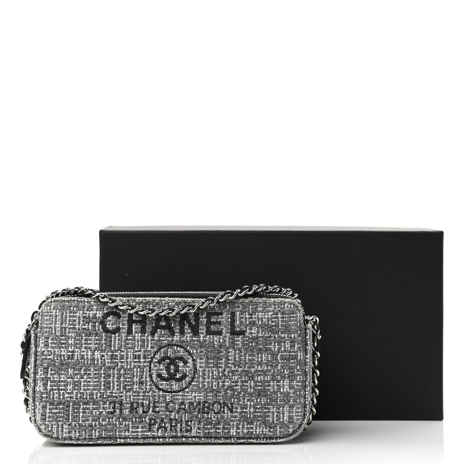 Chanel Canvas Small Deauville Clutch With Chain Charcoal 12 of 12