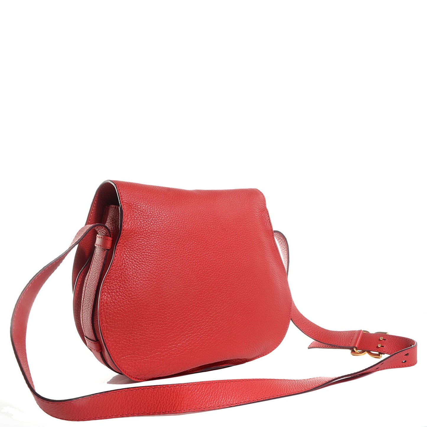 Grained Calfskin Medium Marcie Saddle Bag Paprika Red