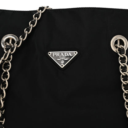 Prada Tessuto Nylon Acciaio Chain Shoulder Bag Black 8 of 11