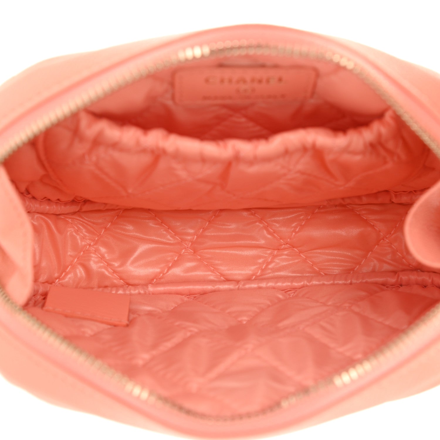 Chanel Caviar Quilted Small Curvy Pouch Cosmetic Case Light Orange 5 of 9
