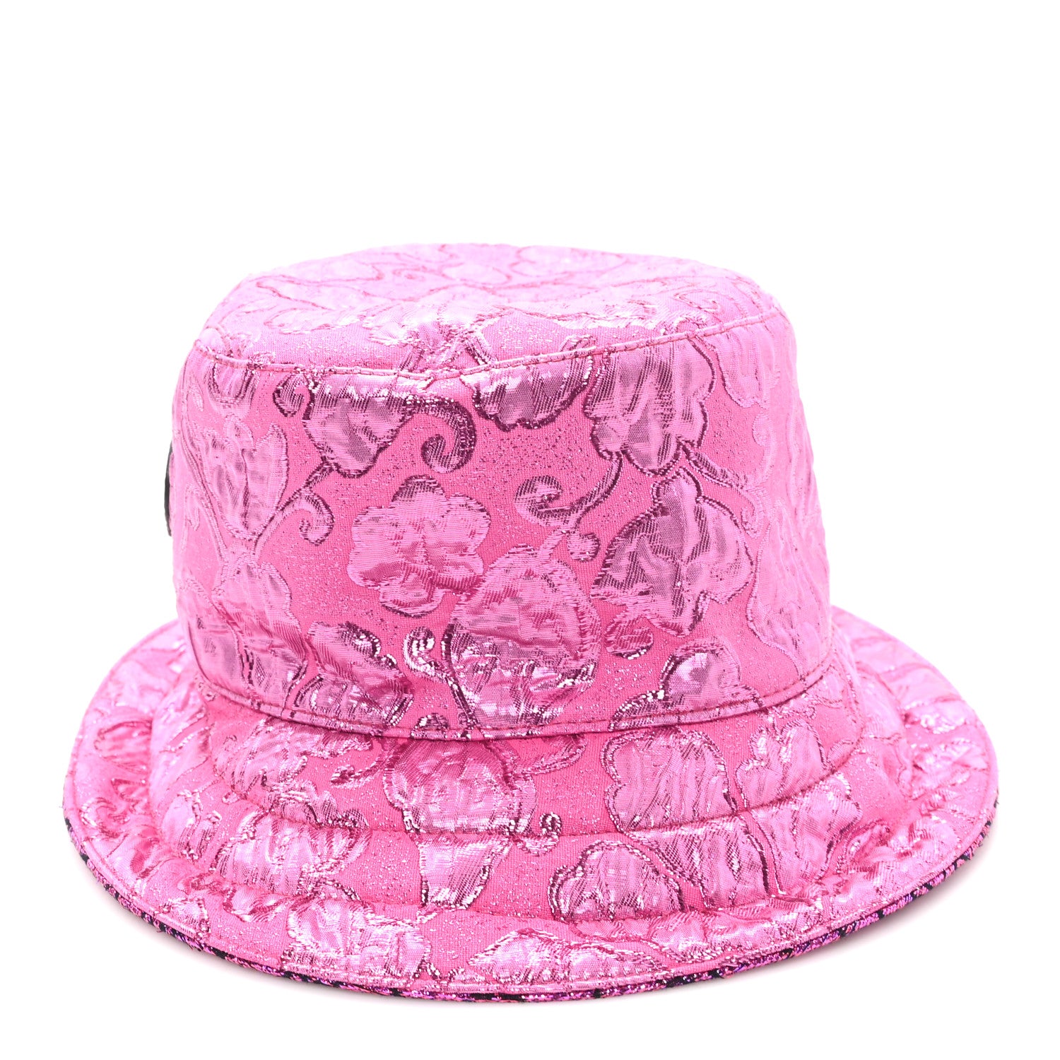 Gucci Canvas Lame GG Monogram Reversible Bucket Hat M Fuxia Pink