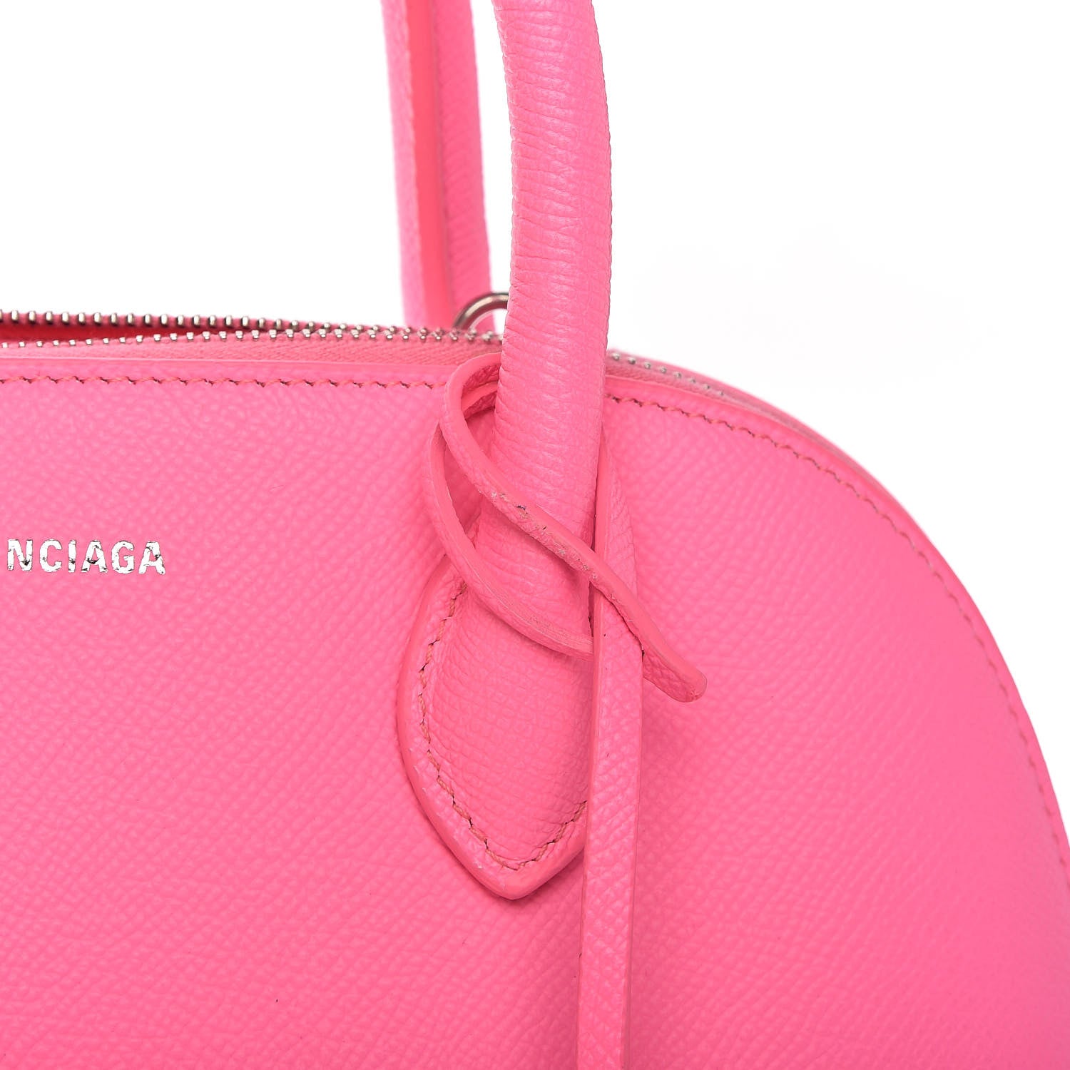 Balenciaga Signature Grained Calfskin Logo S Ville Top Handle Bag Acid Pink Black 13 of 13