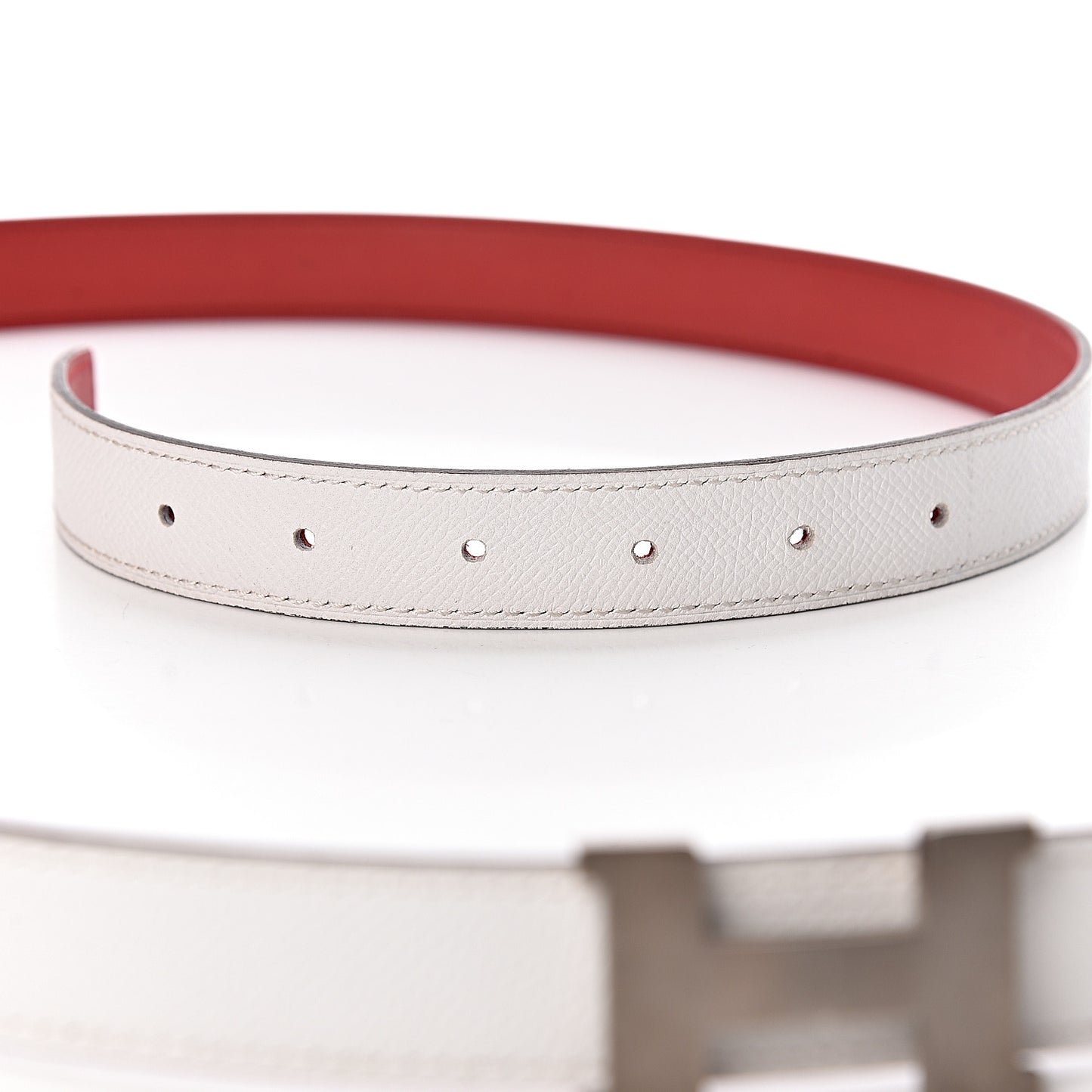 Epsom Swift 24mm Constance H Belt 100 White Rouge Vif