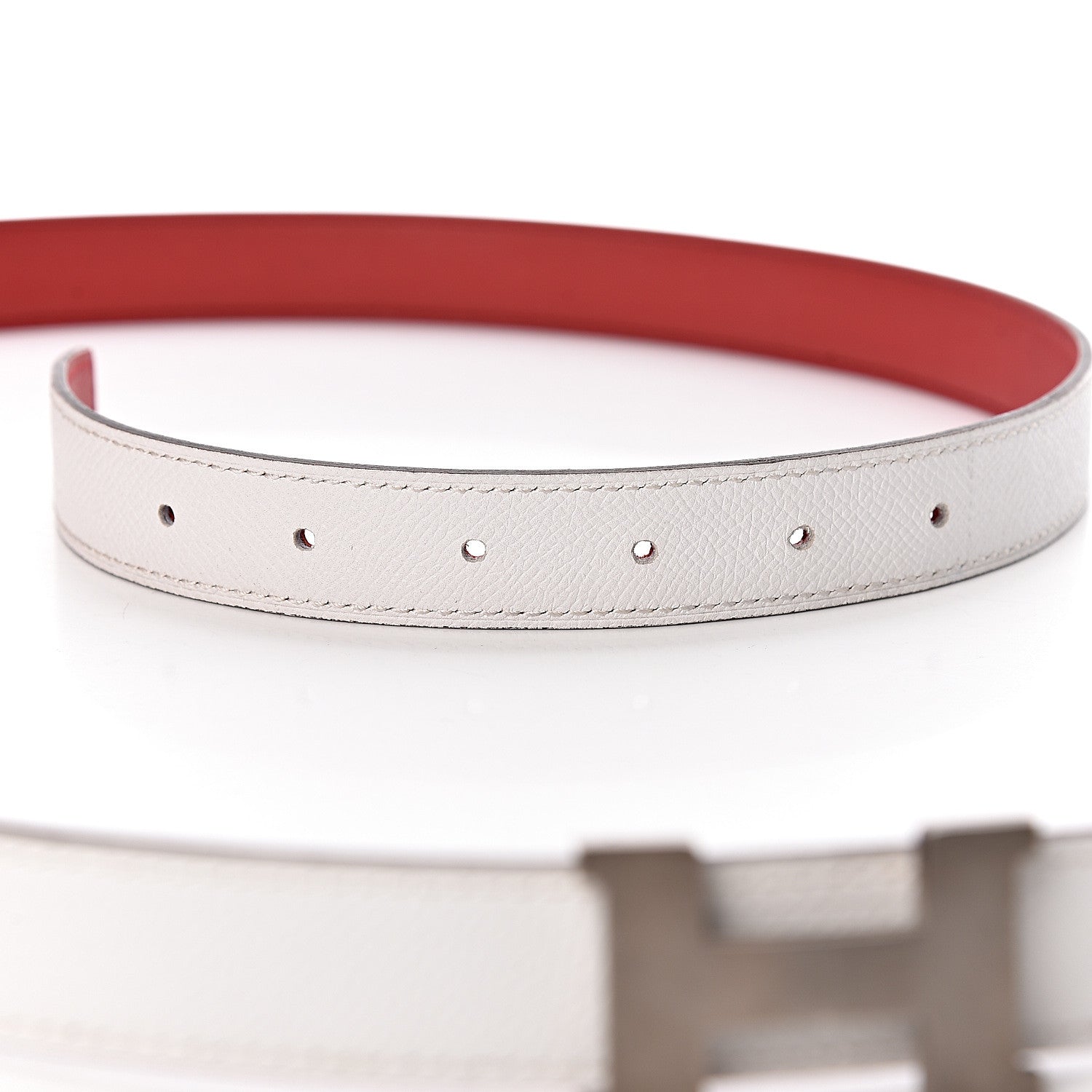 Hermes Epsom Swift 24mm Constance H Belt 100 White Rouge Vif 4 of 8