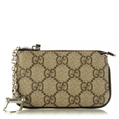 Gucci GG Supreme Monogram Selleria Key Case Beige Ebony Cocoa 1 of 7