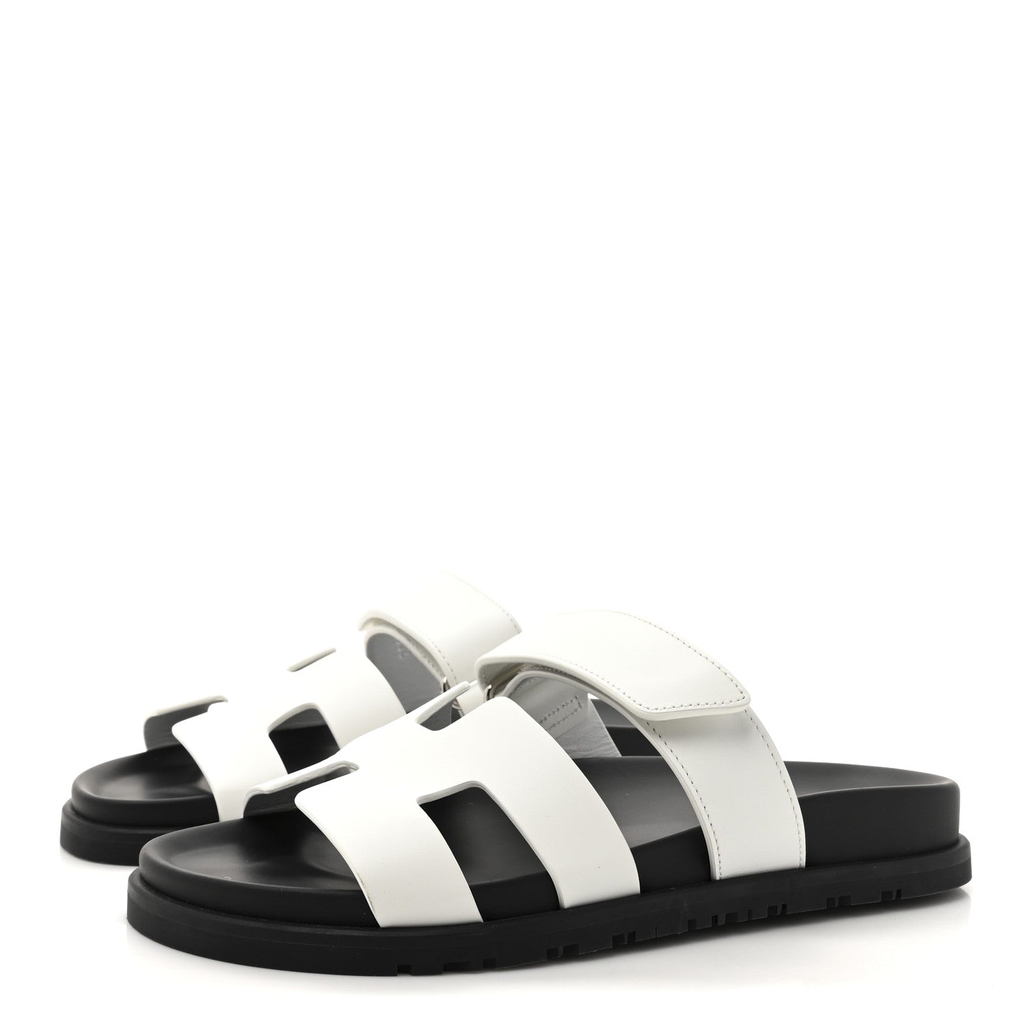 Hermes Calfskin Womens Chypre Sandals 37.5 White 4 of 10