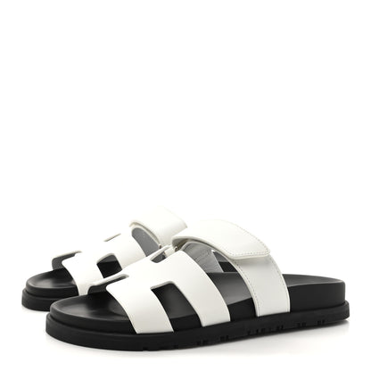 Hermes Calfskin Womens Chypre Sandals 37.5 White 4 of 10